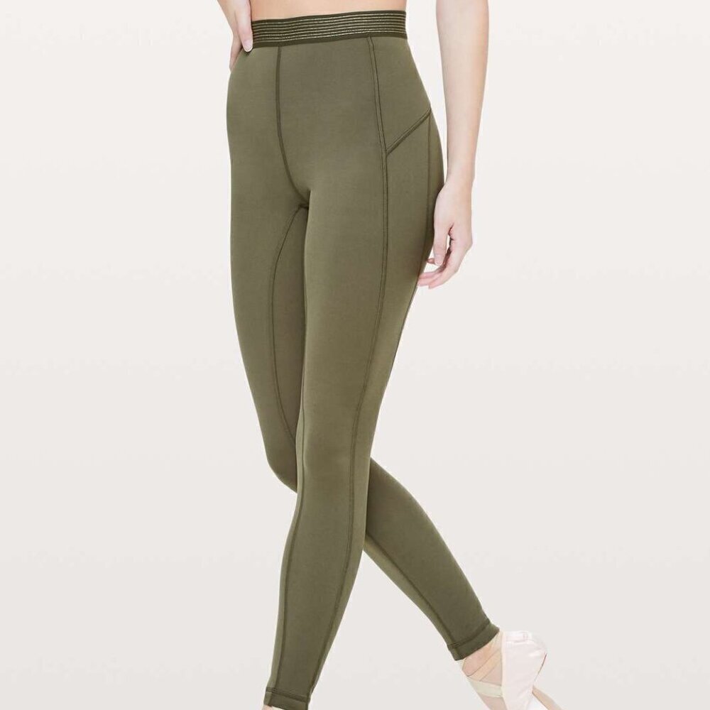 Lululemon Principal Dancer Golden Lining Tight *28" SM FLAW - 4 Armory